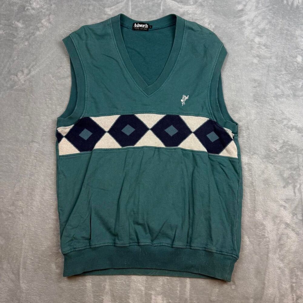 Ashworth Men's Green and Blue Sweatshirt